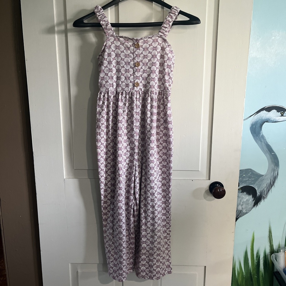 Osh Josh Floral Jumpsuit Size 8 Kids Girls Romper Boho Travel  Shells Beach